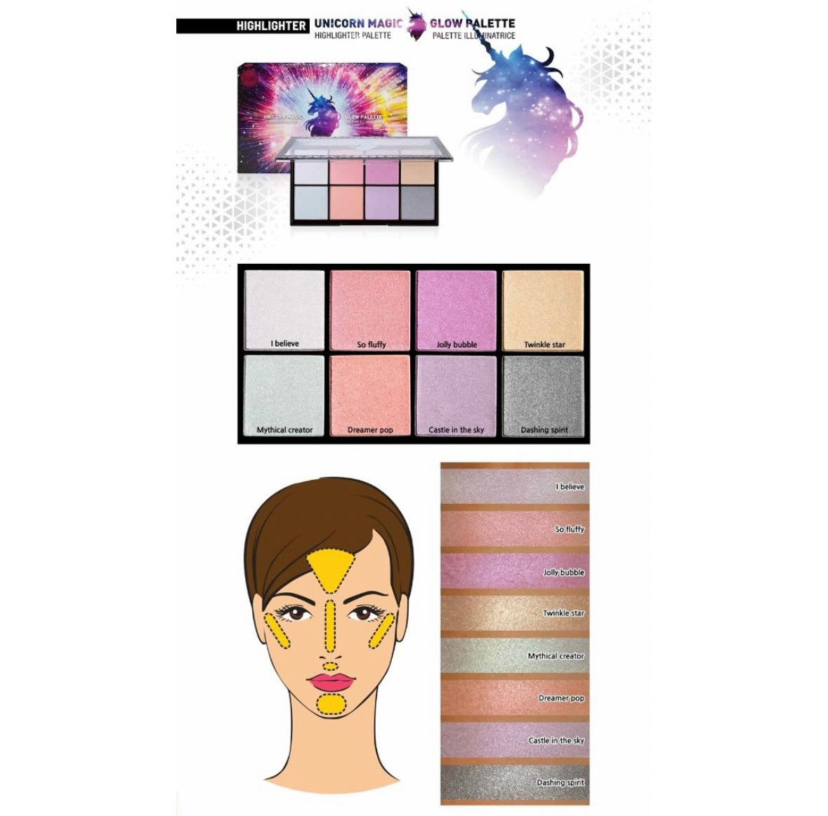 J CAT UNICORN MAGIC HIGHLIGHTER PALETTE